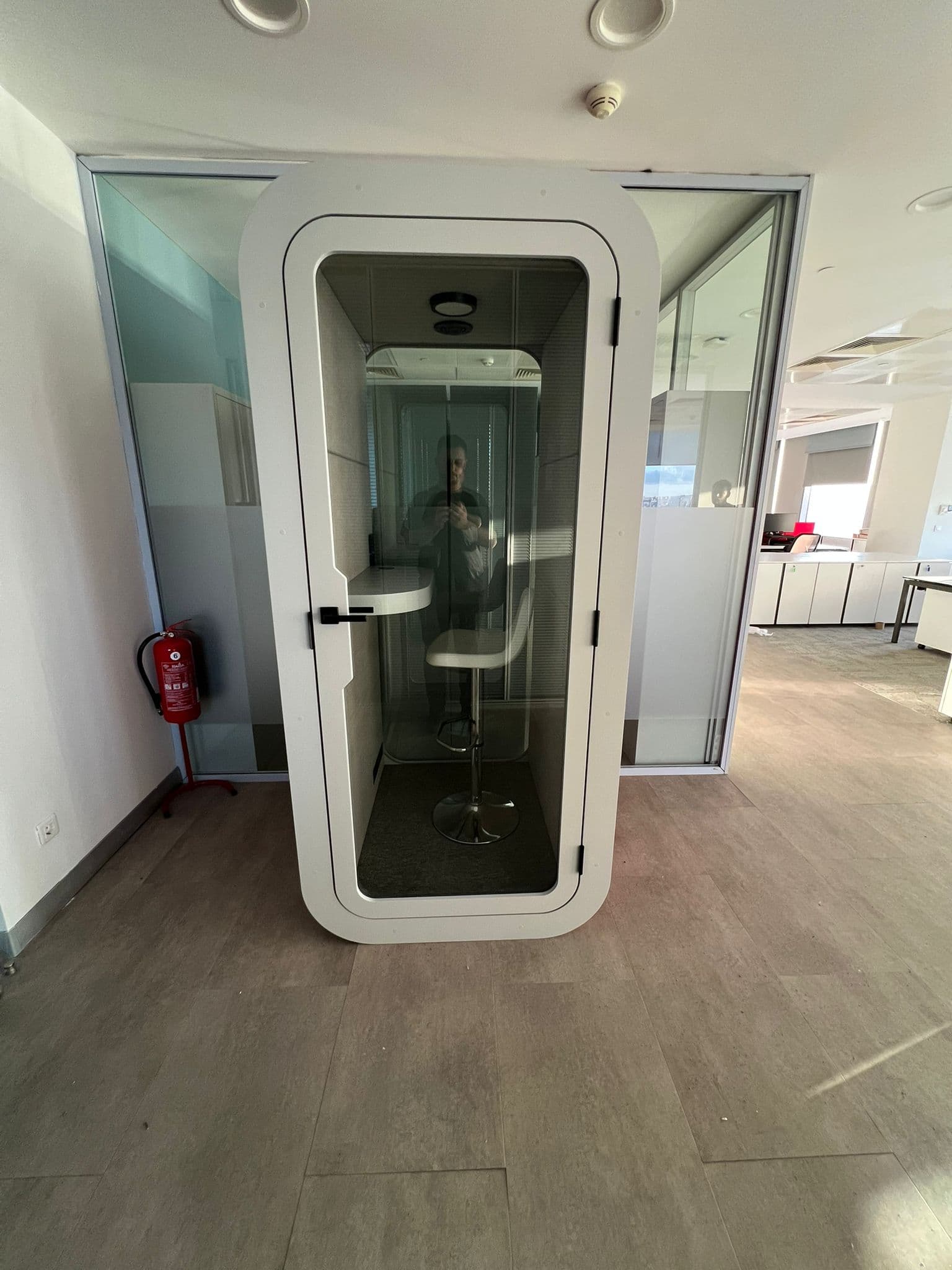 Real QAkustik project photographed inside an active office