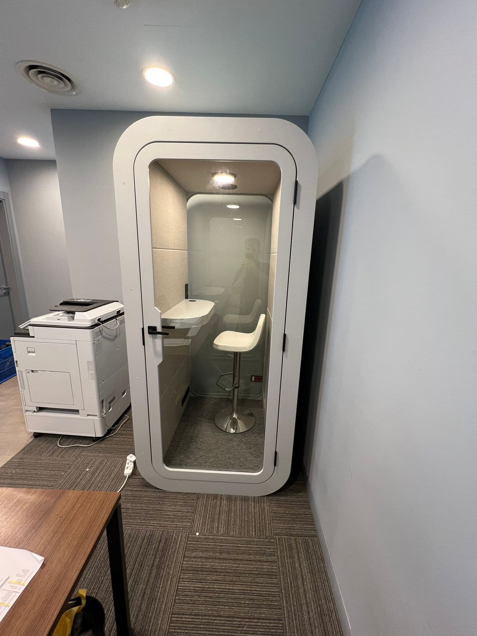 Real QAkustik project photographed inside an active office