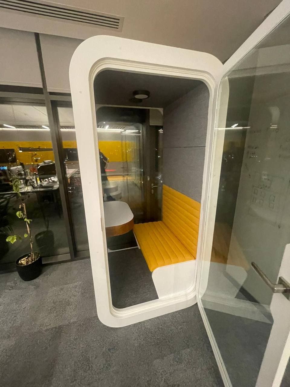 Real QAkustik project photographed inside an active office