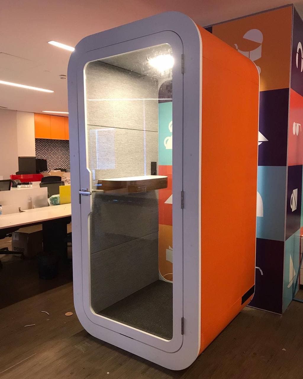 Real QAkustik project photographed inside an active office