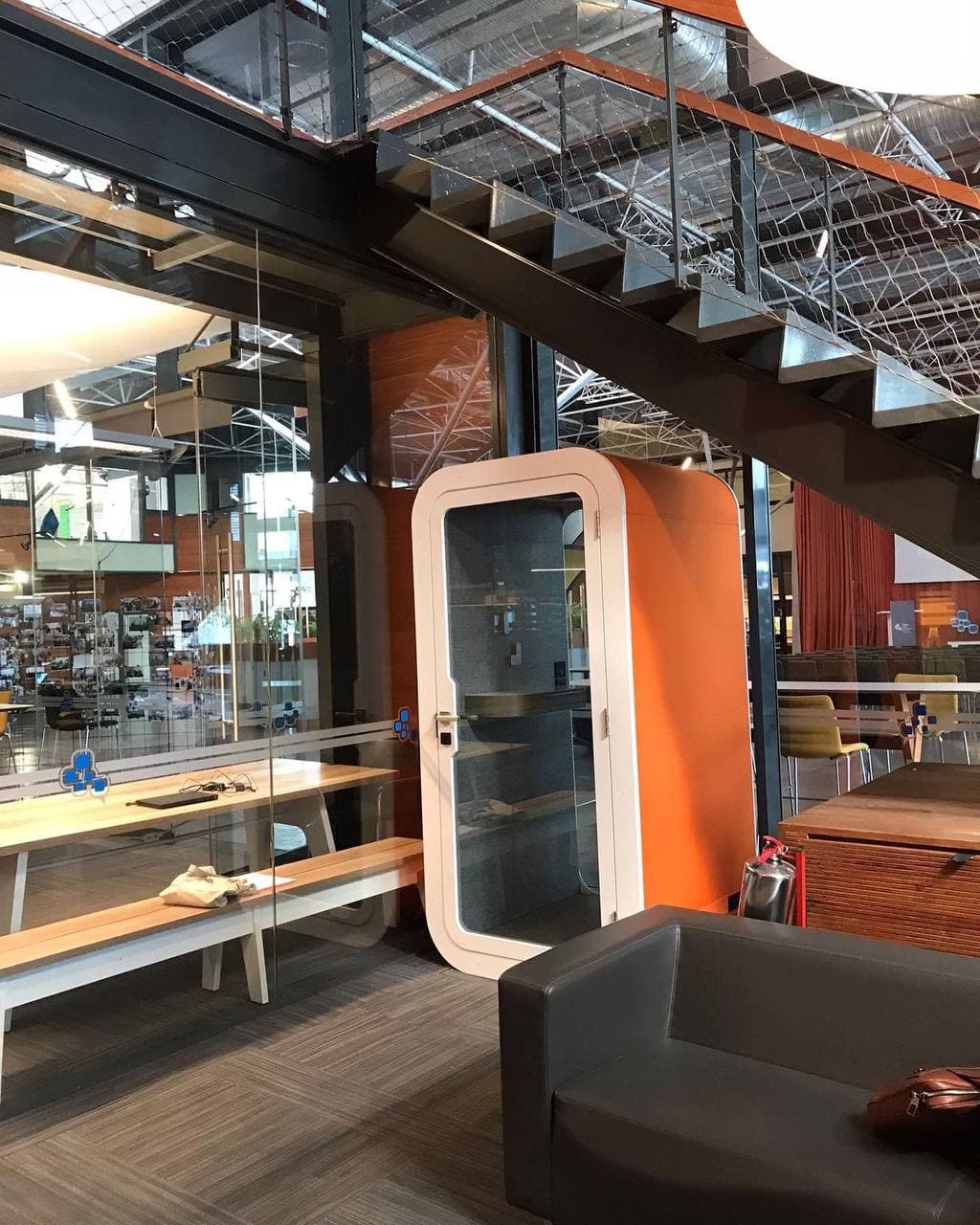 Real QAkustik project photographed inside an active office