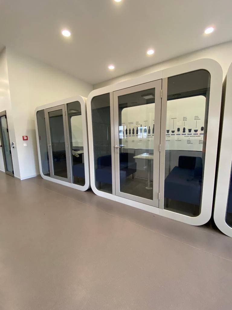 Real QAkustik project photographed inside an active office