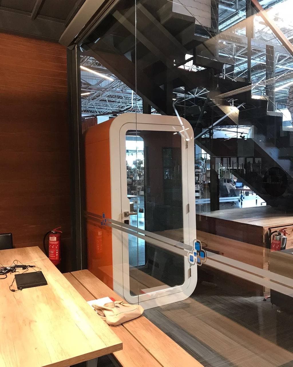 Real QAkustik project photographed inside an active office