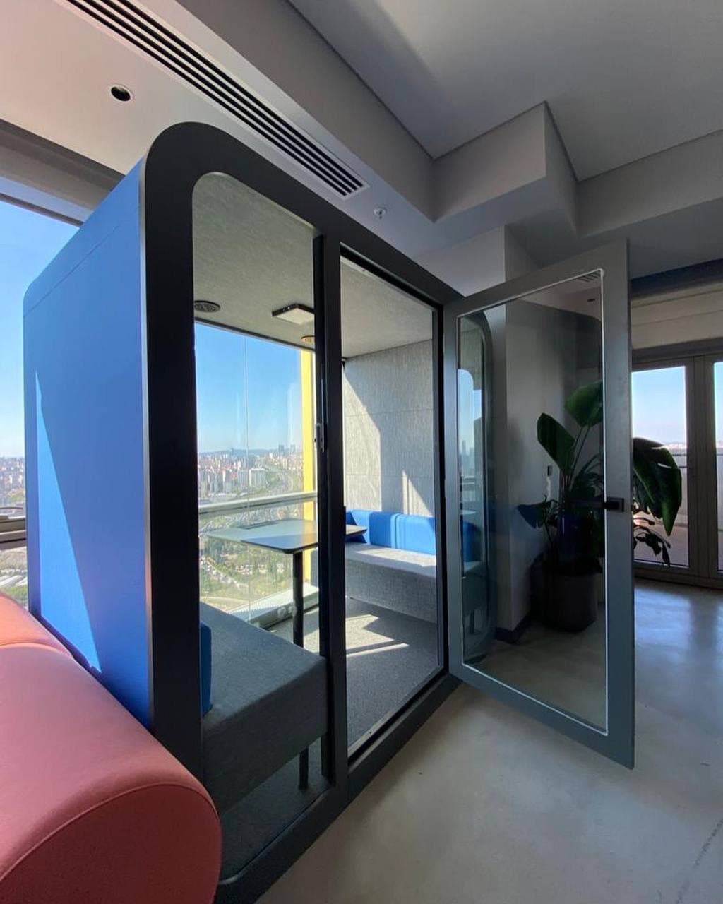 Real QAkustik project photographed inside an active office