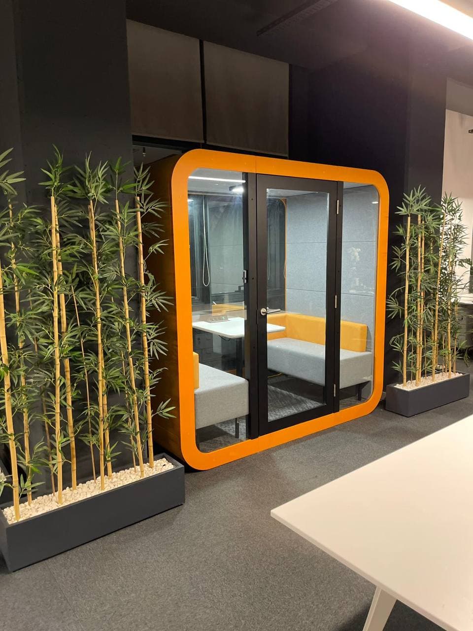 Real QAkustik project photographed inside an active office