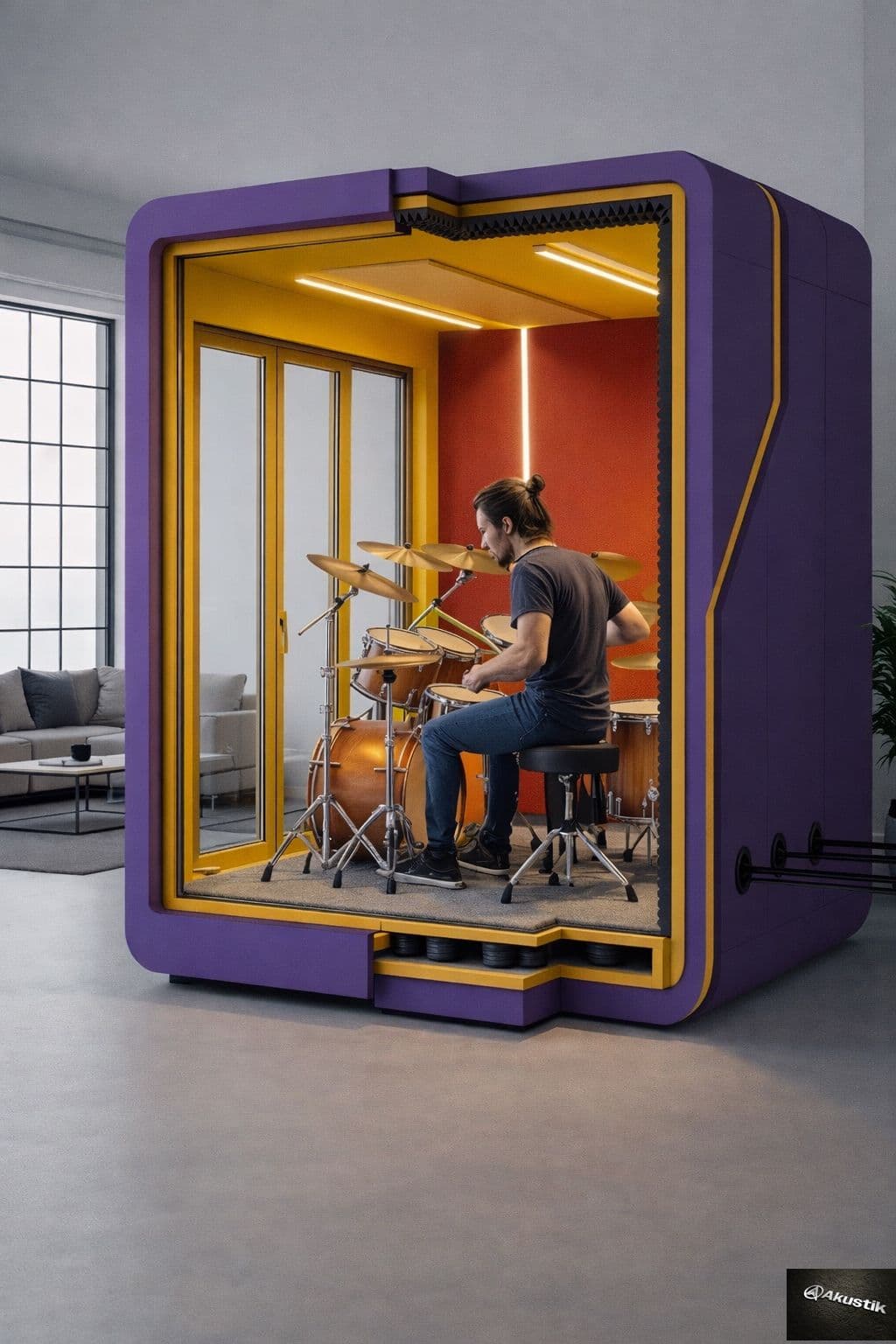 Rhythm drum cabin with high-isolation build