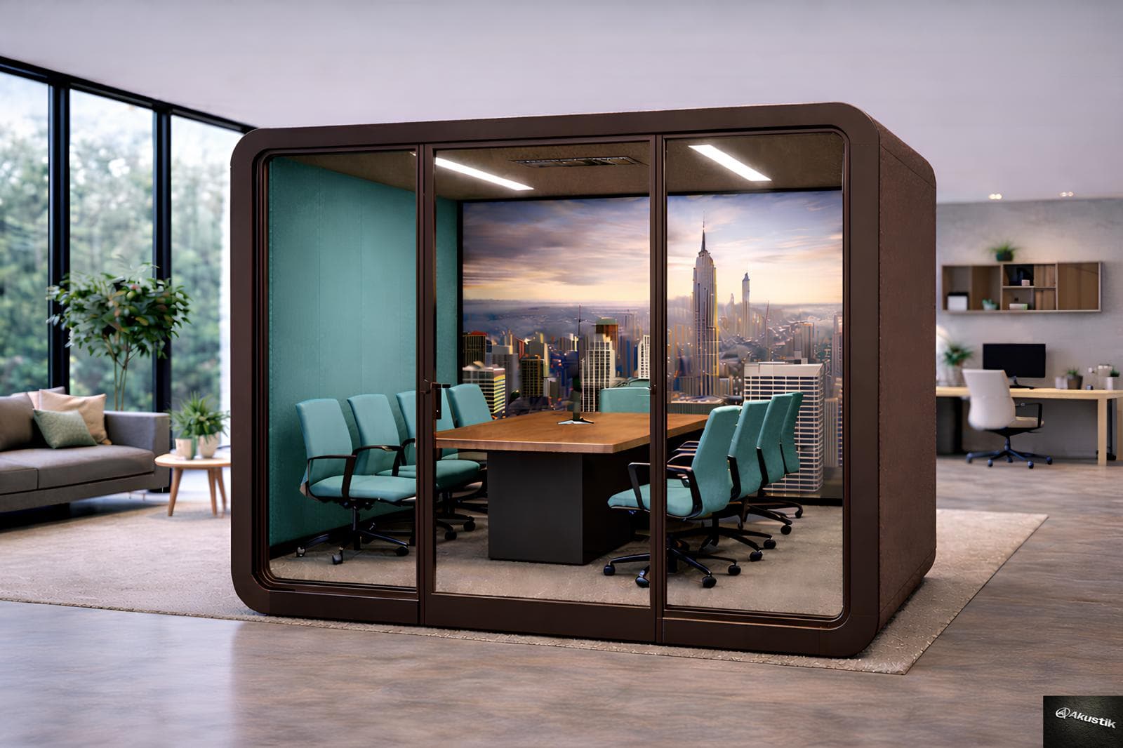 Q Pod New York office pod with boardroom-style layout