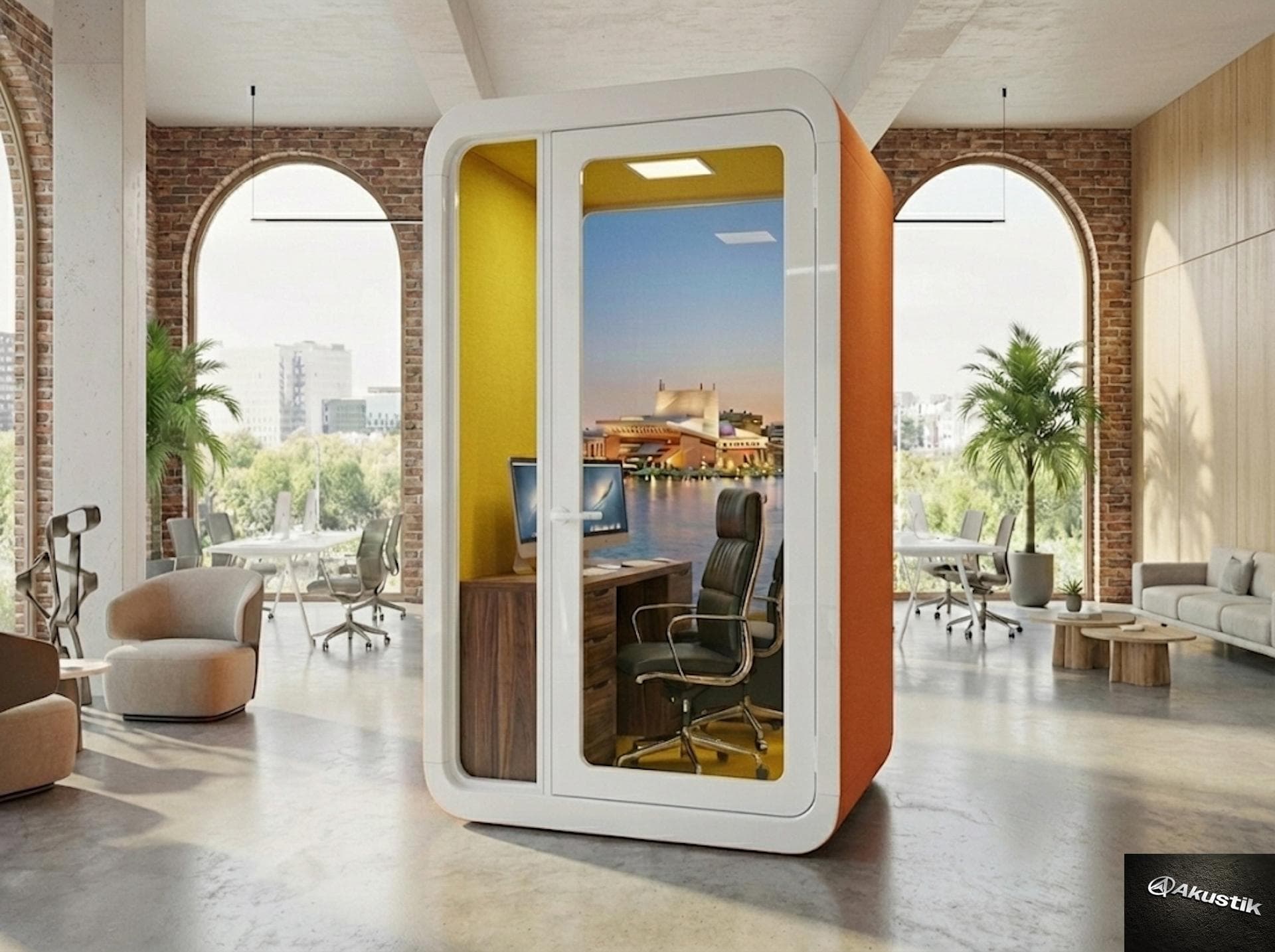 Q Pod Oslo office booth with contrasting finish
